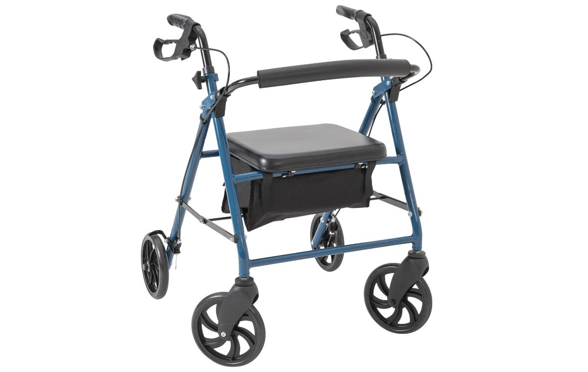 Alerta Four-Wheeled Rollator with Solid Back